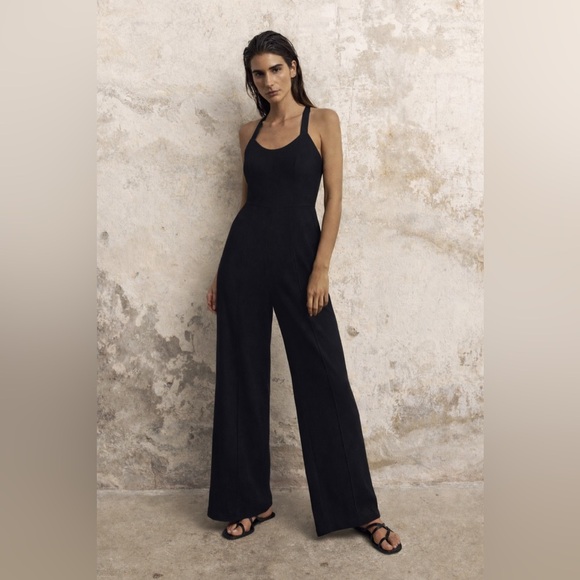 Simkhai Pants - Jonathan Simkhai Halter Wrap Top Straight Leg Jumpsuit Romper